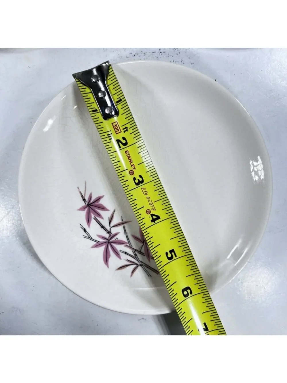 Vtg MCM Salem China Pink Bamboo Plates Set of 3 Dessert Salad 6 inch 1963